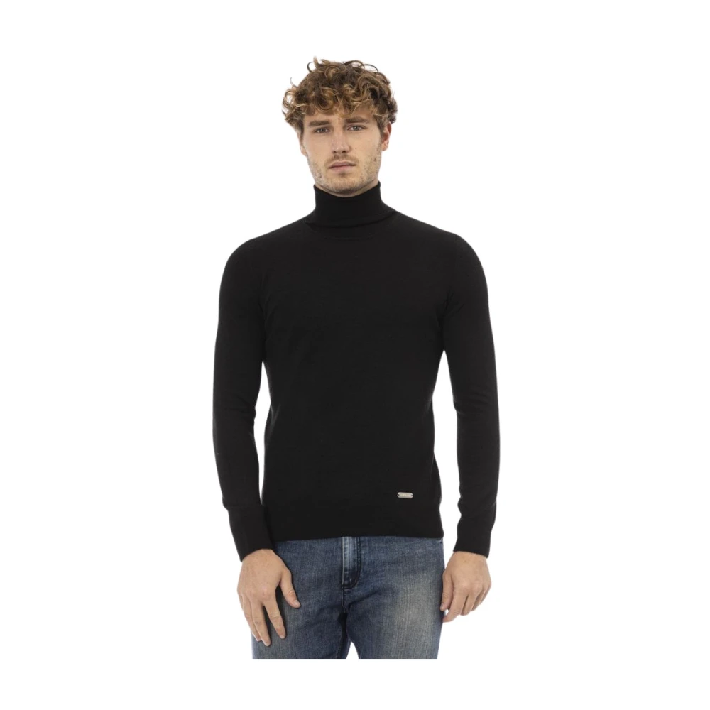 Baldinini Elegant Monogram Rolkraagtrui Black Heren