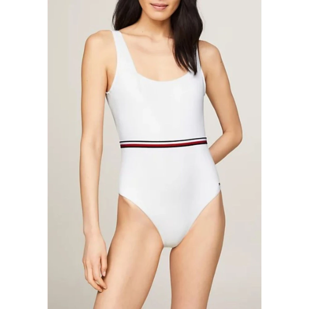 Tommy Hilfiger Vierkante hals één stuk kostuum White Dames