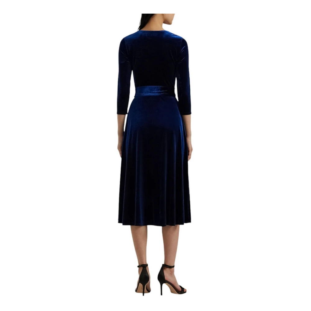 Ralph Lauren A-lijn Velvet Midi Jurk Blue Dames