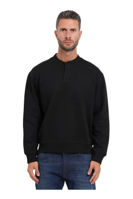 Sweatshirt med knappkrage