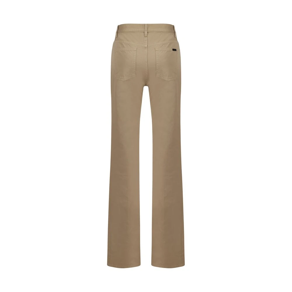 Saint Laurent Denim Broek Rechte Pasvorm Monochroom Patroon Beige Dames