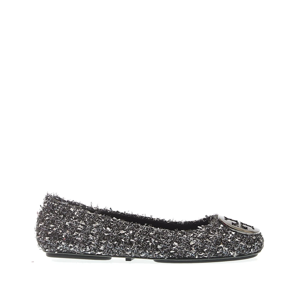 Tory Burch Silver och Svart Ballerina Skor Gray, Dam