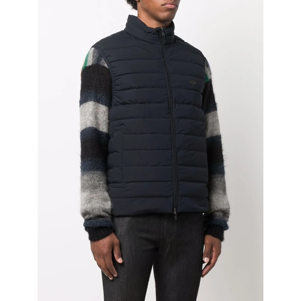 Emporio Armani Blauwe Gewatteerde Gilet Jas Blue Heren