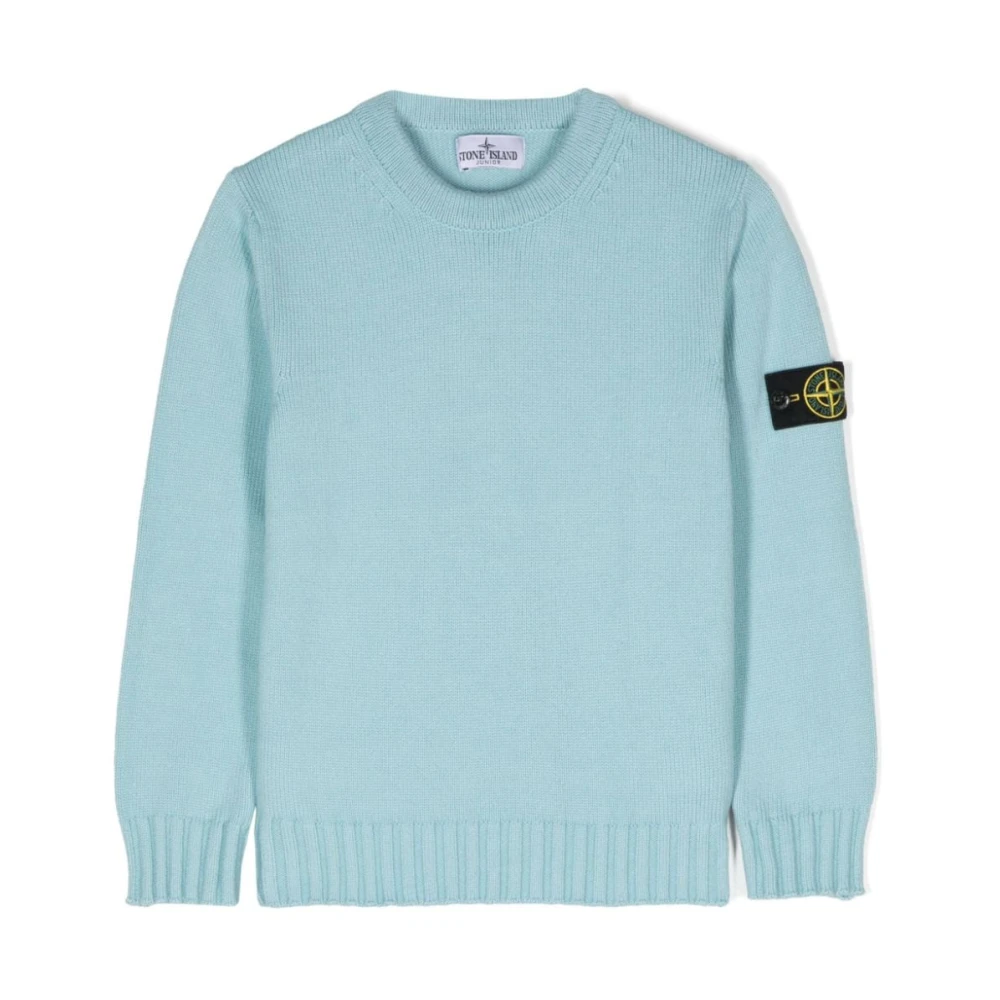 Stone Island Blå Stickad Crew Neck Tröja Blue, Pojke