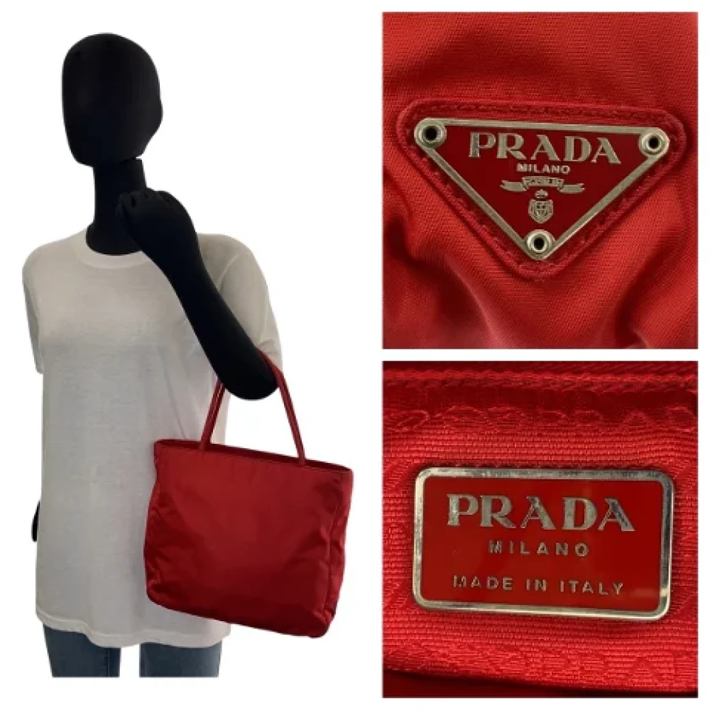 Prada Vintage Pre-owned Canvas totes Red Dames