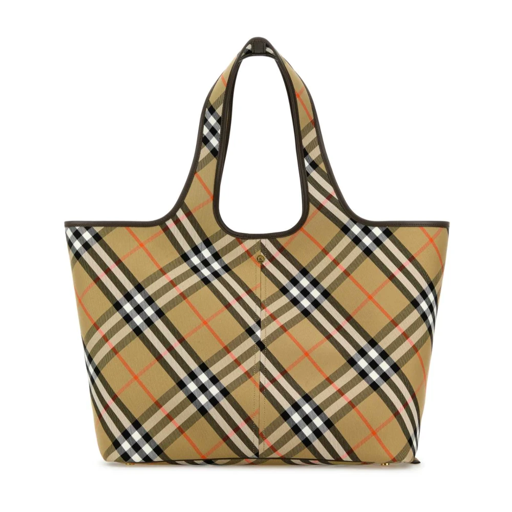 Burberry Women's Embroidered Canvas Medium Check Shopping Bag