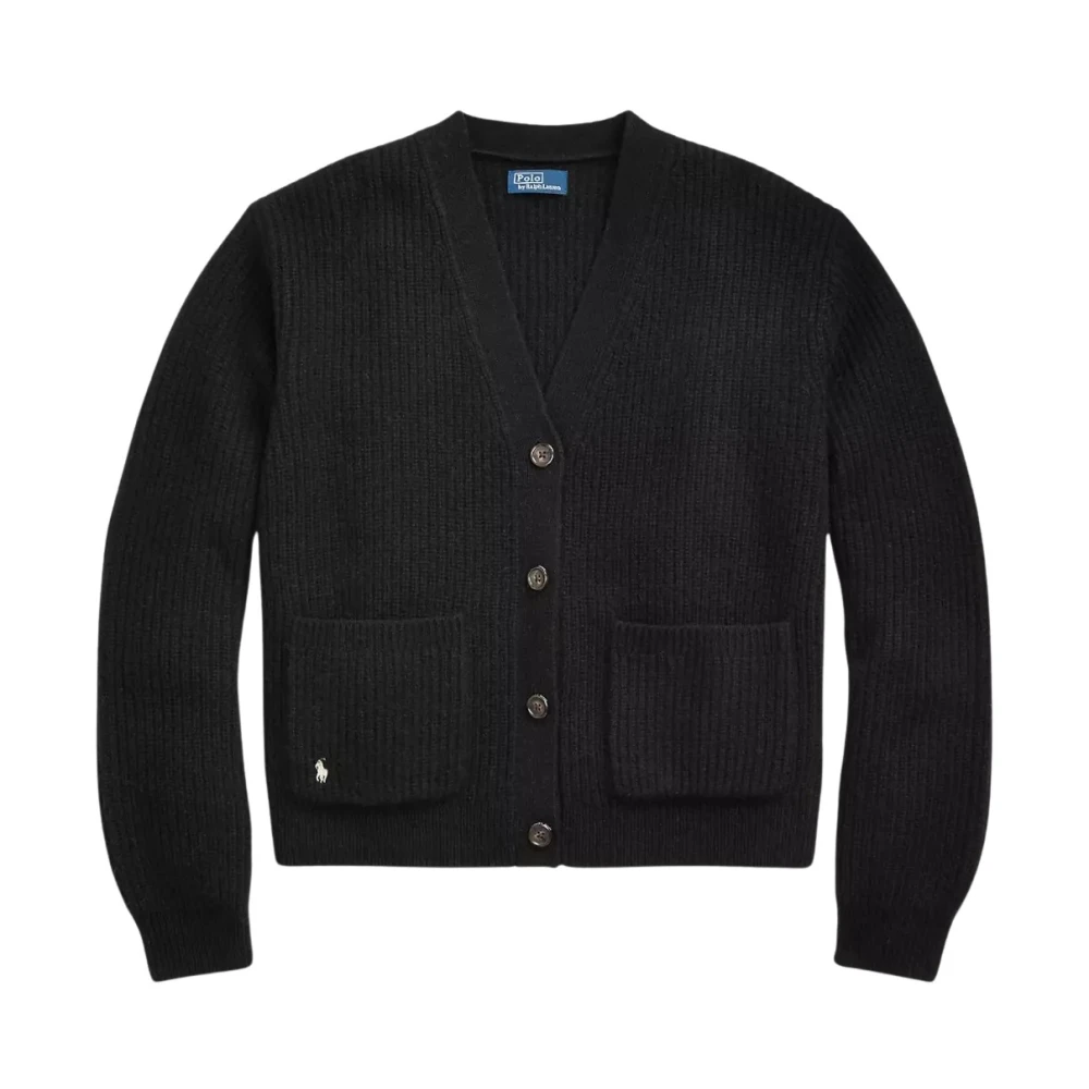 Ralph Lauren Svart kofta med knappar Black, Dam