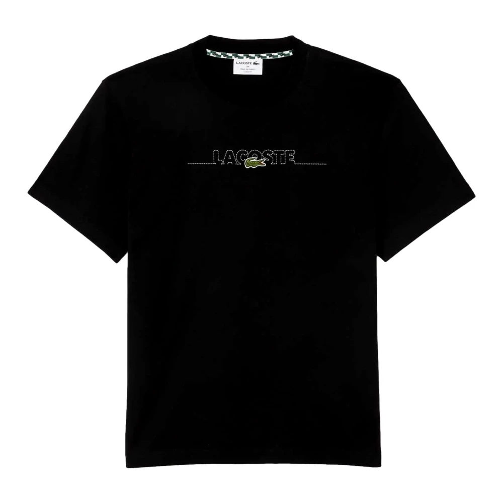 Lacoste Zwart gestippeld logoshirt Black Heren