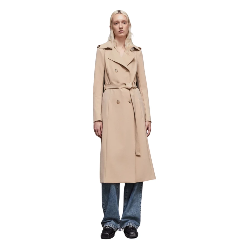 PATRIZIA PEPE Beige Double-Breasted Trenchcoat Beige Dames