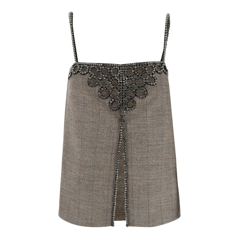 Stella Mccartney Wollen blend top met kristallen Gray Dames