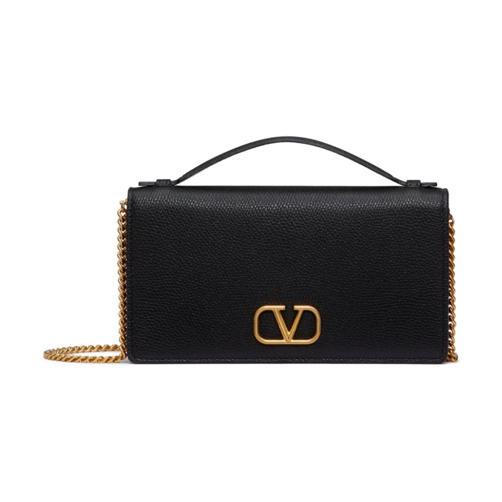 Valentino Garavani Zwarte V-Logo Portemonnee Riem Tas Black Dames