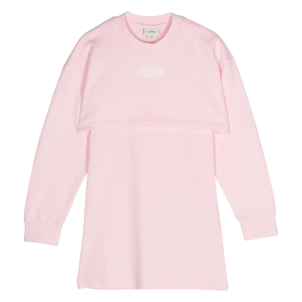 Fendi Girls Pink Dresses,, Jumper Dress With Embossed Logo Size 12 Y
