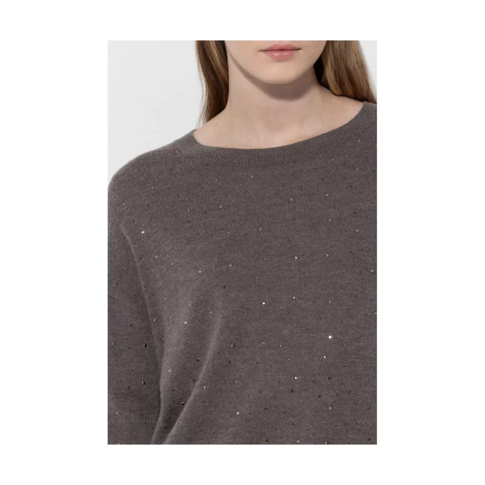 LUISA CERANO Donkergrijze trui met jetdetails Gray Dames