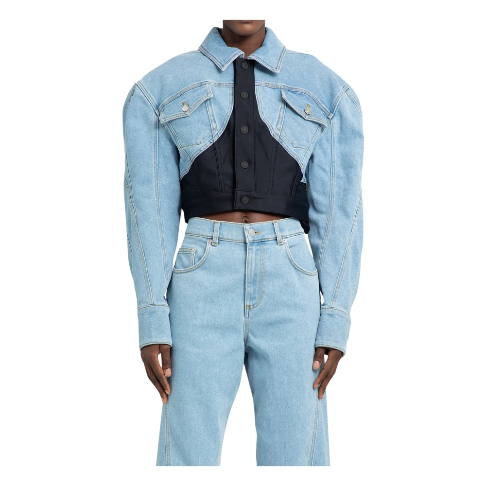 Mugler Multifärgad Kort Jeansjacka Blue, Dam