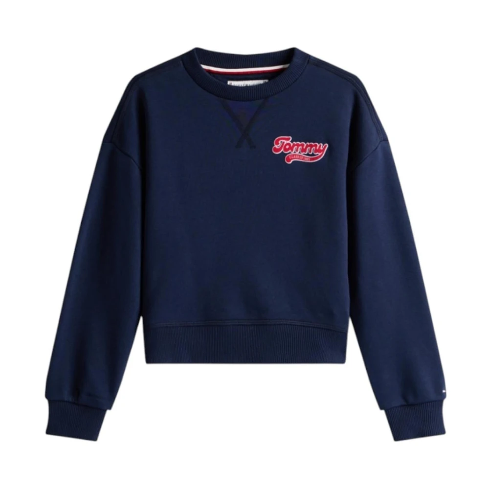 Tommy Hilfiger Girls Blue Kids Sweatshirts, 4 Y, Classic Flock Sweatshirt Navy