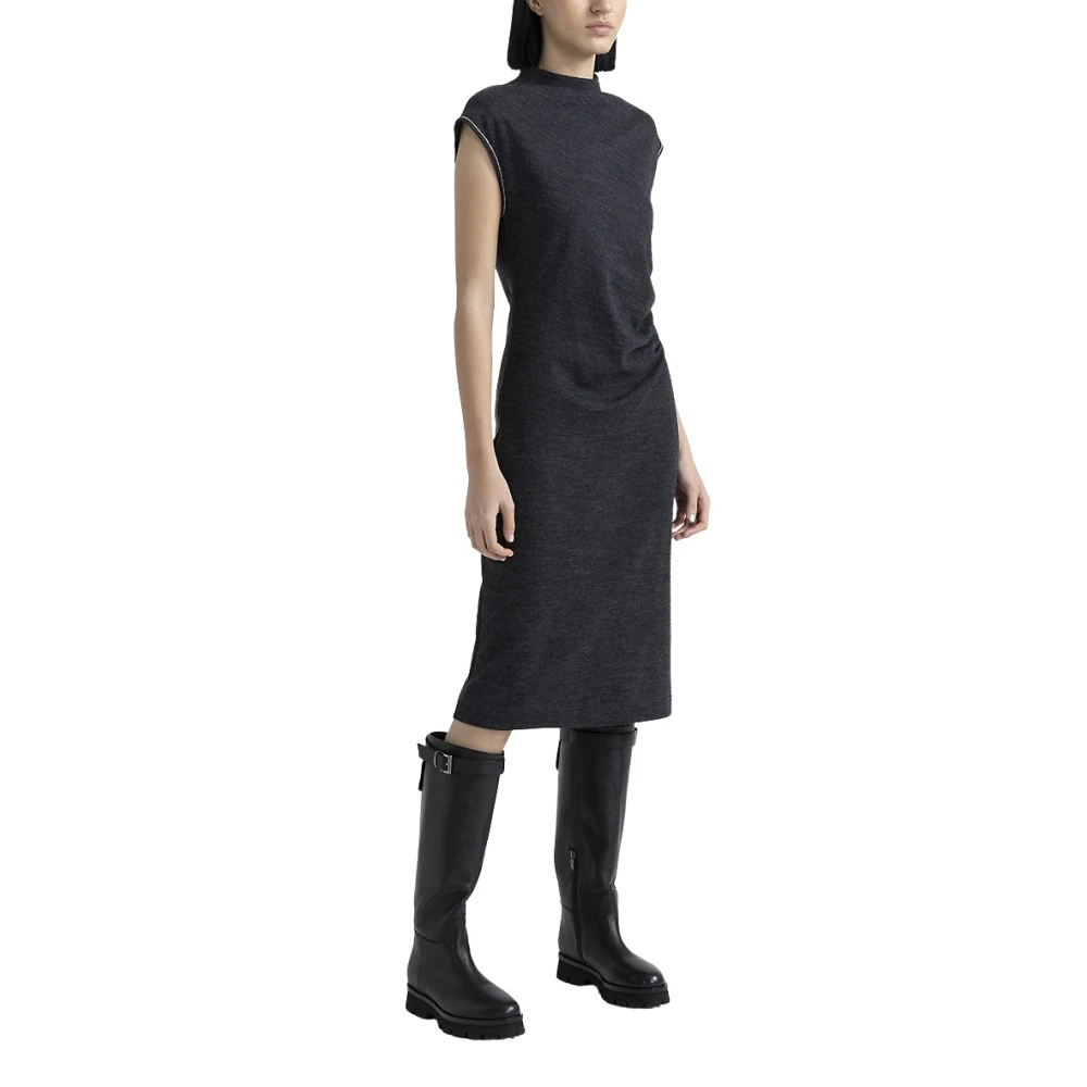 PESERICO Vloeibare wol-katoenen jersey jurk Gray Dames