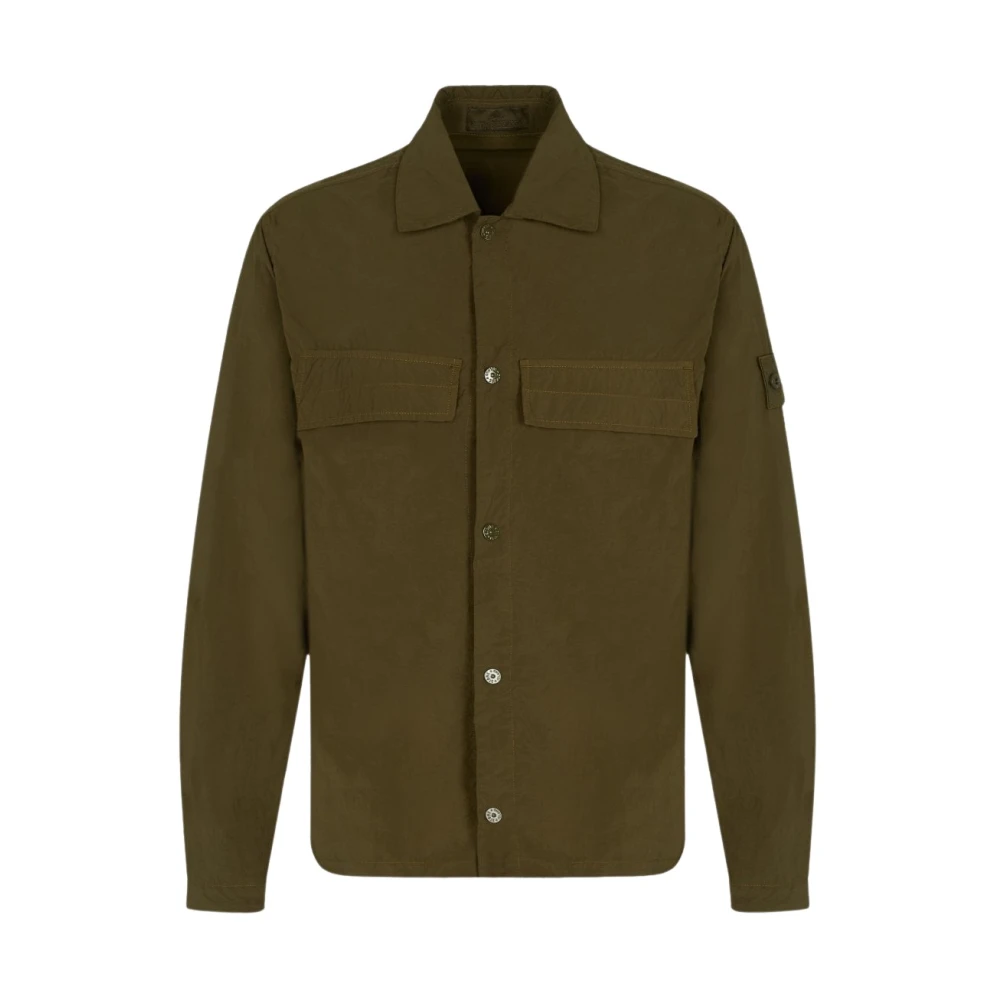 Stone Island Green Casual Shirts, Male, M, Ghost Overshirt