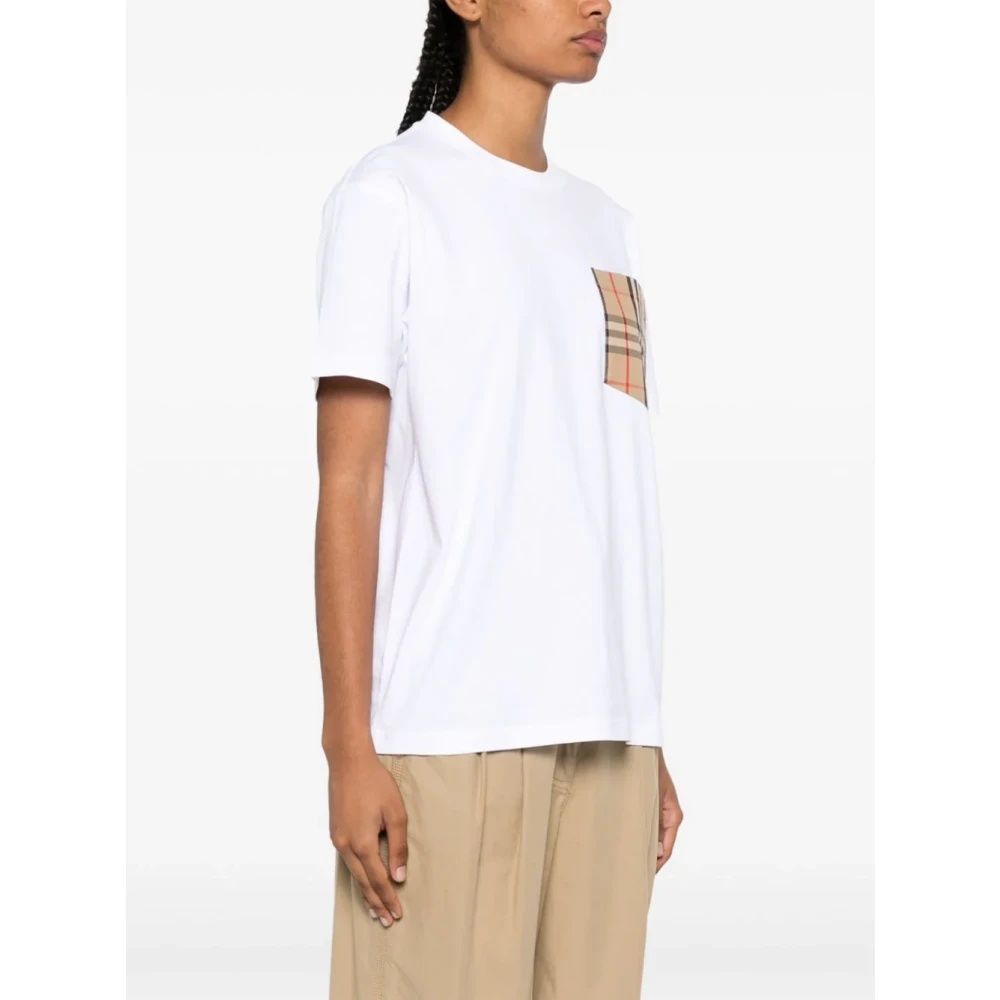 Burberry Witte T-shirts en Polos met Check Zak White Dames