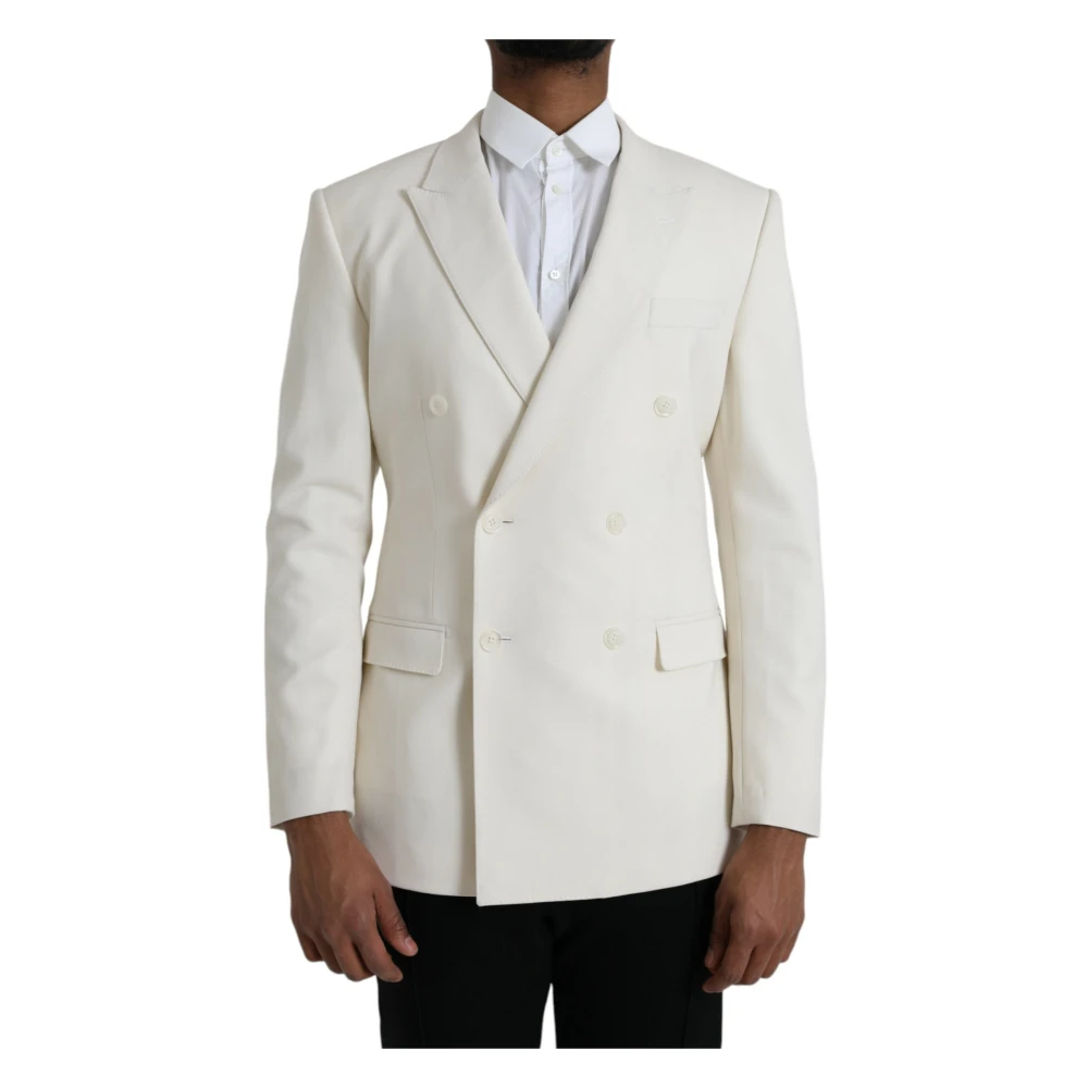 Dolce & Gabbana Witte Wollen Blazer Martini Dubbele Breasted White Heren