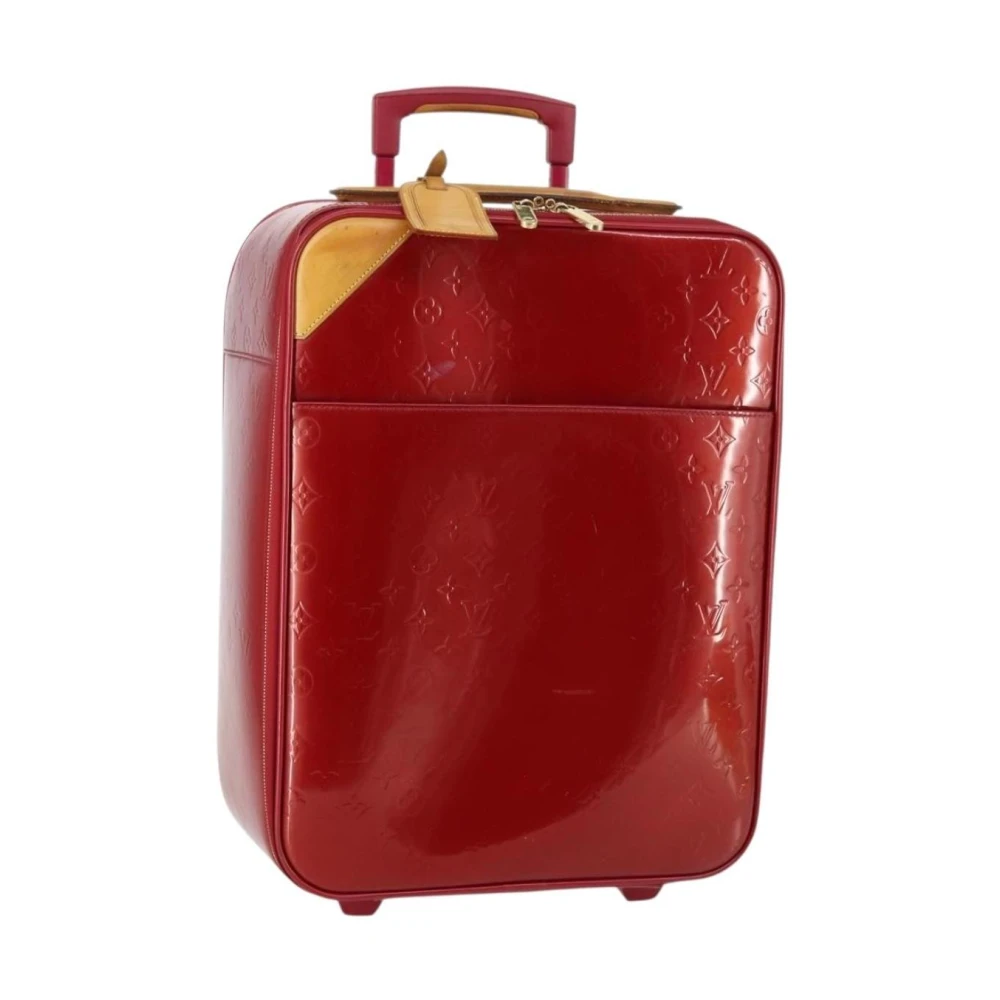 Louis Vuitton Vintage Unisex Red Pre-Owned Vintage Monogram Embossed Rolling Suitcase