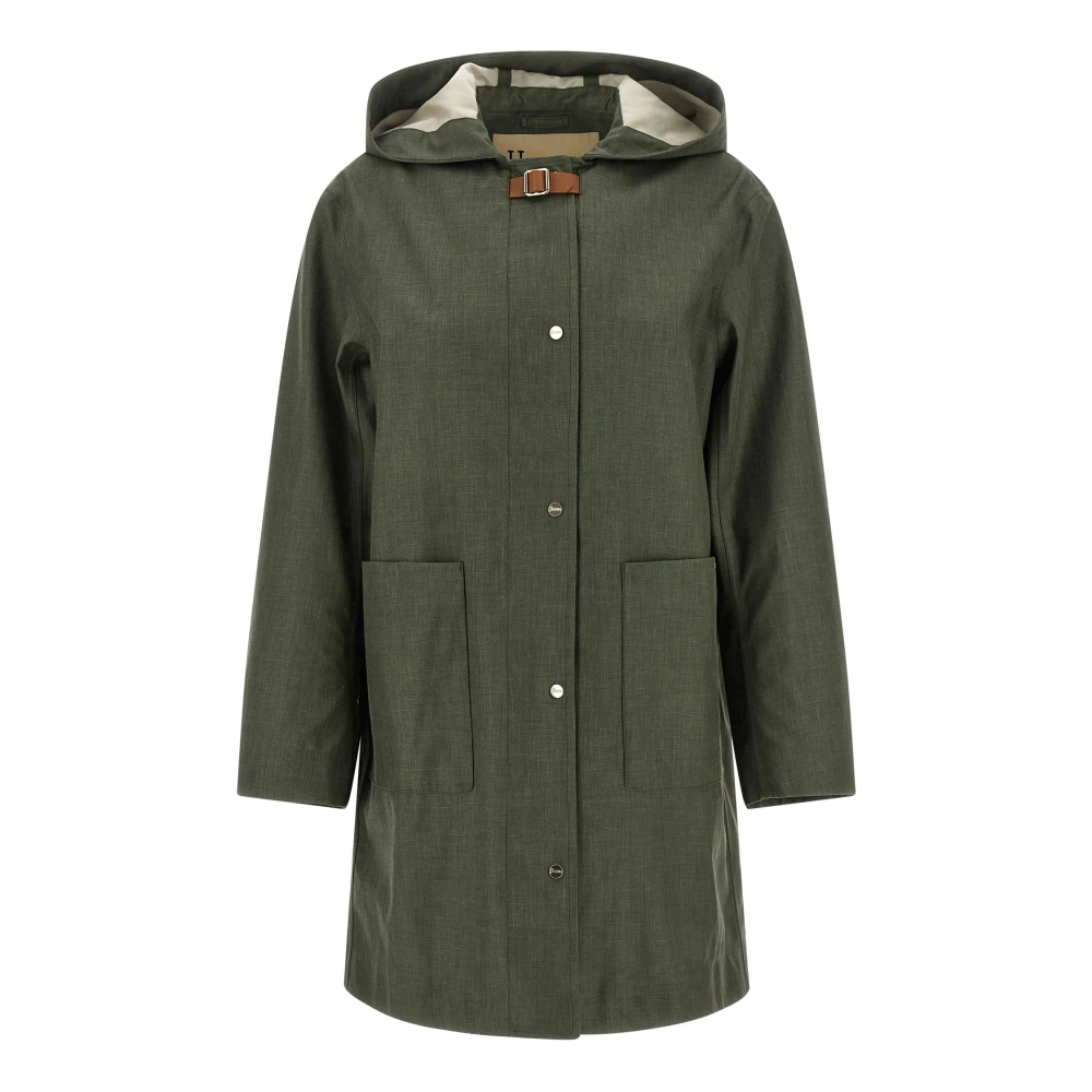 Herno Women's Green Hooded Buckle Strap Raincoat - Parkas - S - Coats
