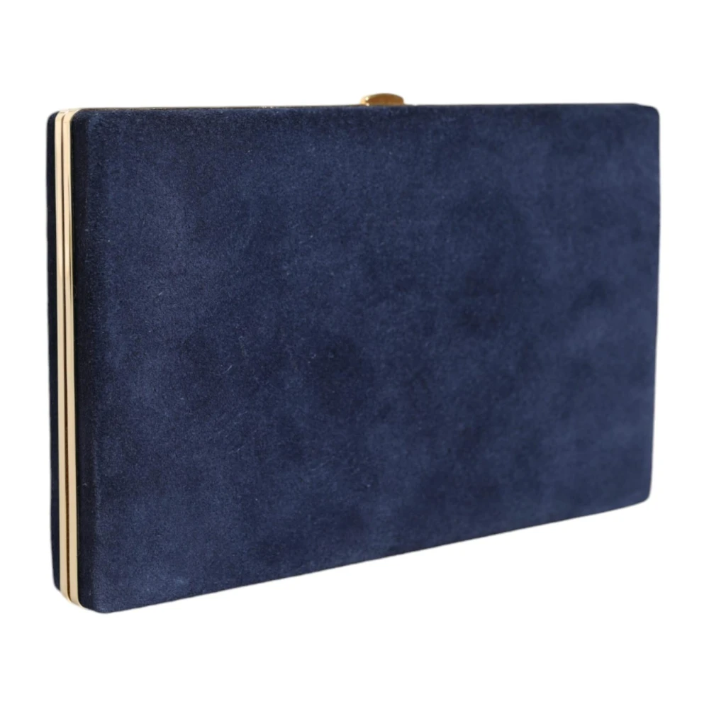 Dolce & Gabbana Blauwe Suède Clutch met Kaartsleuven Blue Dames