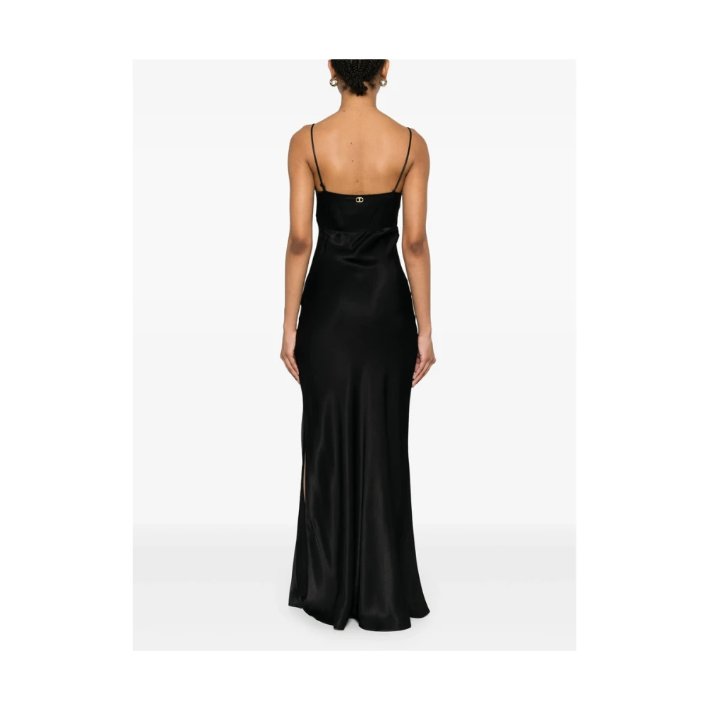 Twinset Zwarte V-hals Jurk met Zijsplit Black Dames