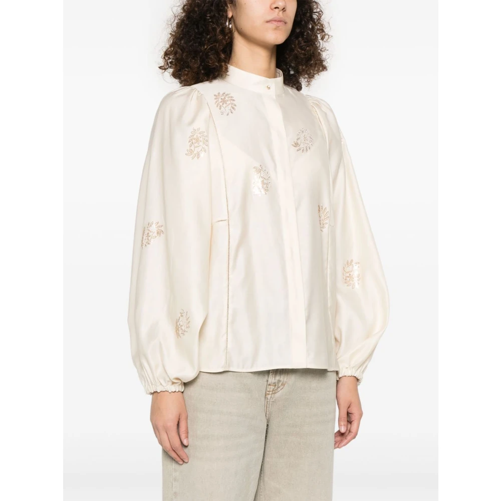 Max Mara Witte Shirt met Kristalversiering White Dames