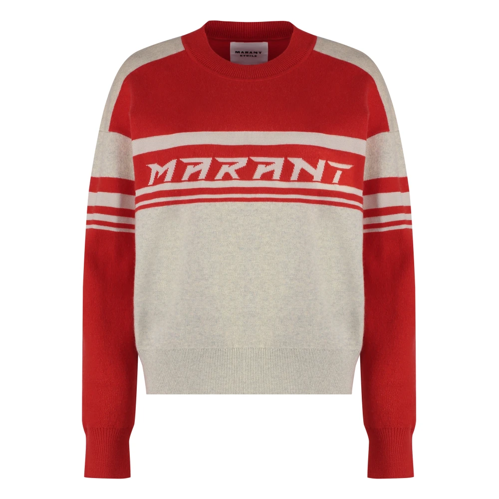 Isabel Marant Étoile Geribbelde crew-neck sweater in katoenmix Red Dames