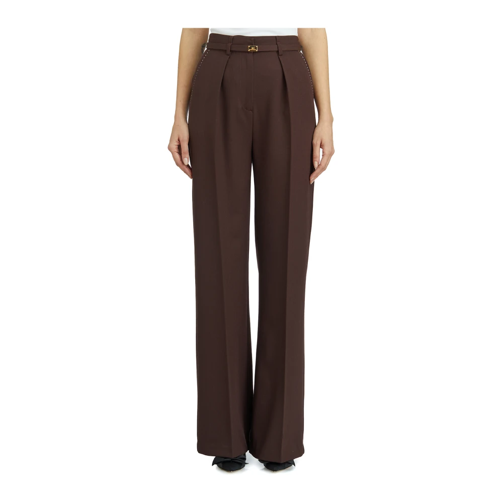Elisabetta Franchi Wollen Riem Broek Brown Dames