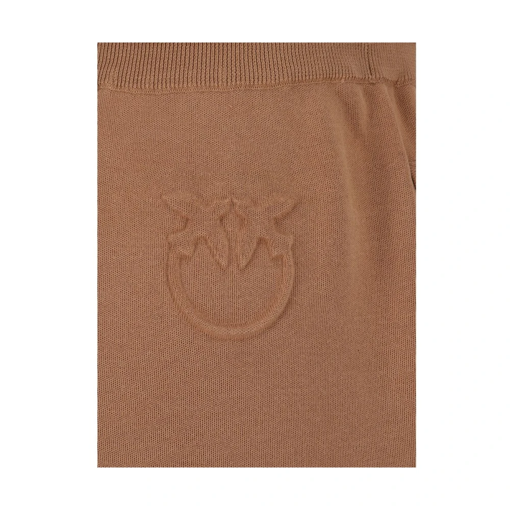 pinko Hoge taille katoenen broek Love Birds Brown Dames