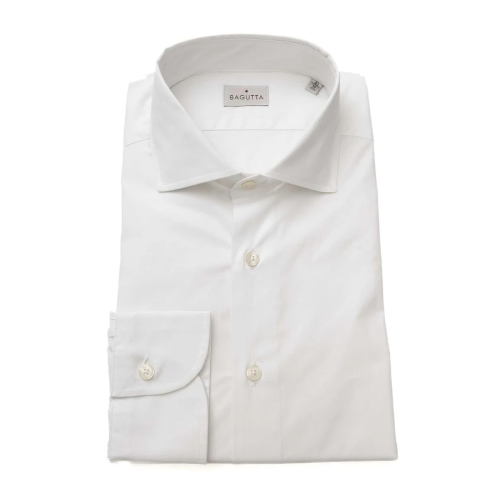 Bagutta Slim Fit Franse Kraag Katoenen Overhemd White Heren