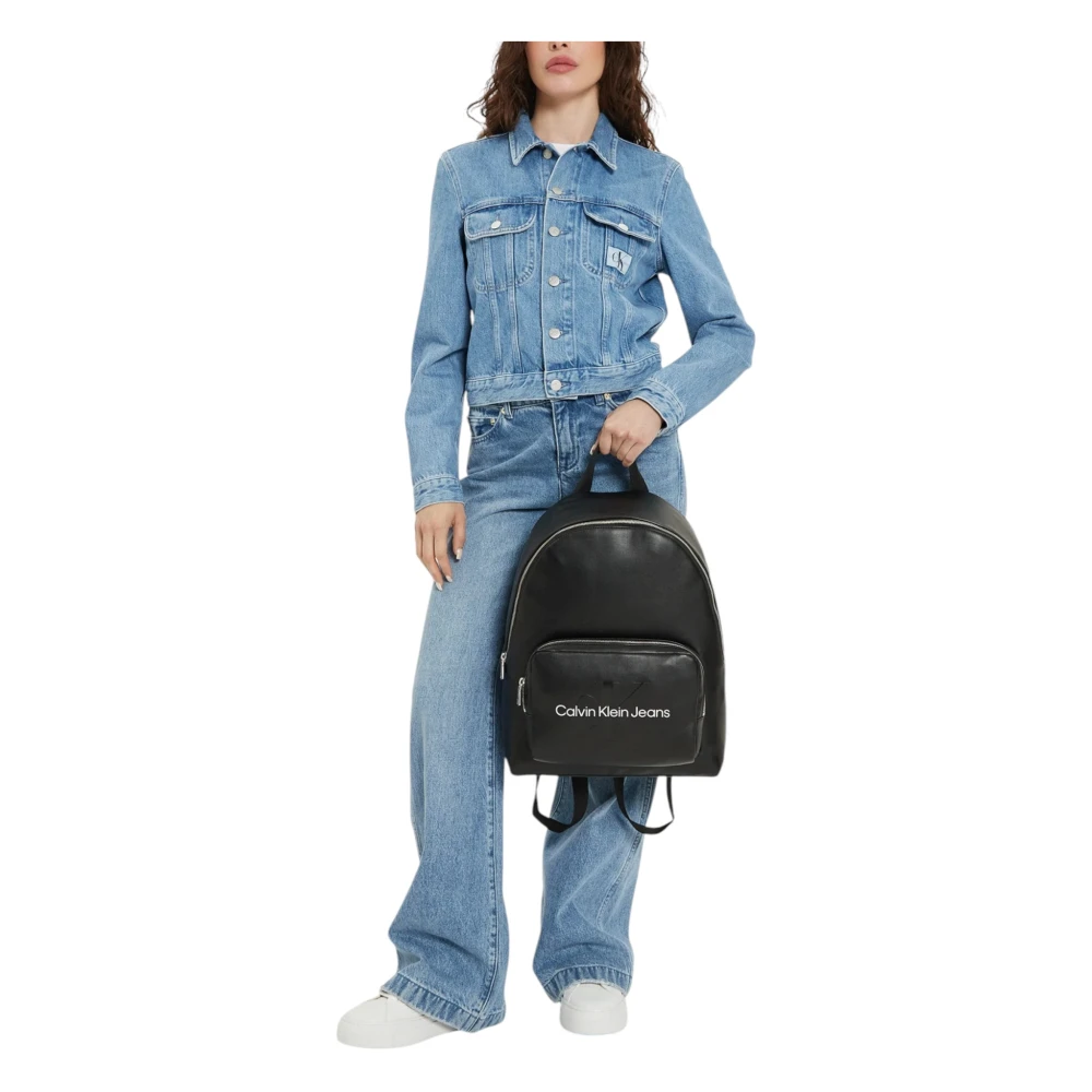 Calvin Klein Jeans Zwarte ritstas met meerdere zakken Black Dames