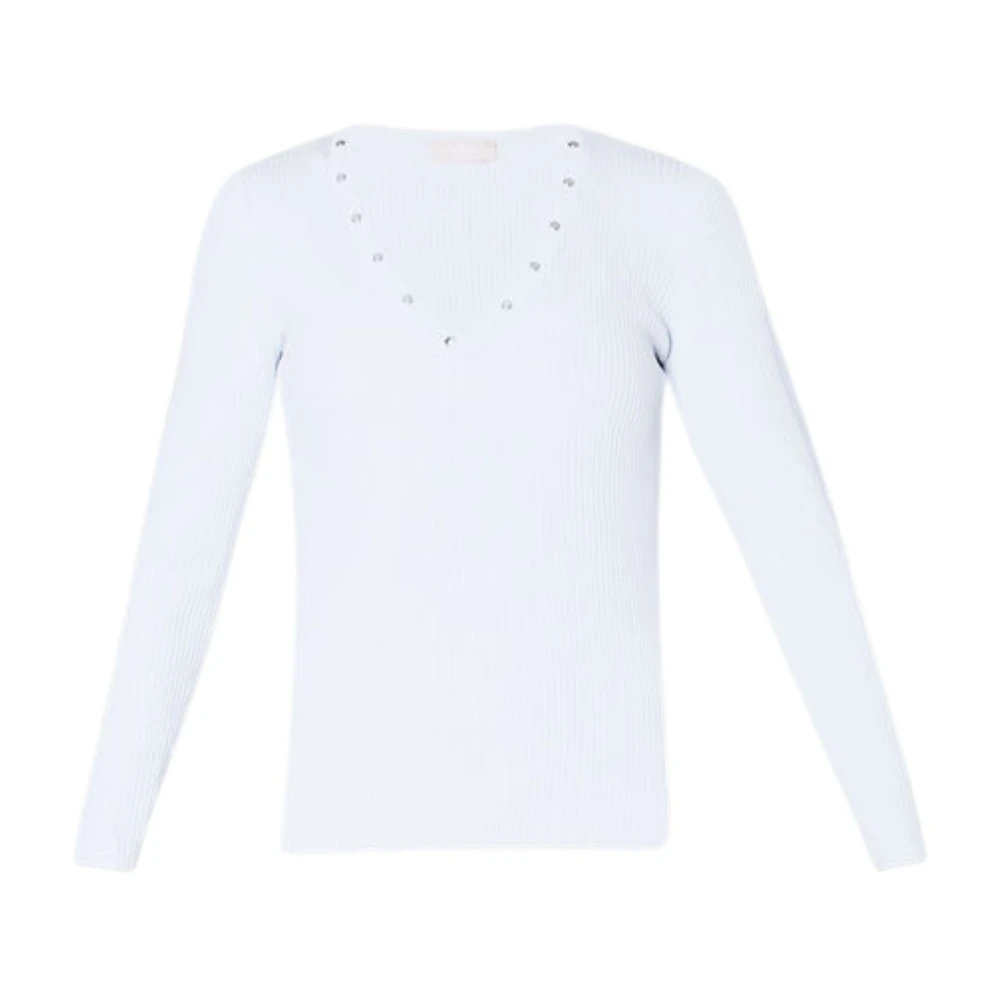 Liu Jo Witte Geribbelde Sweater White Dames