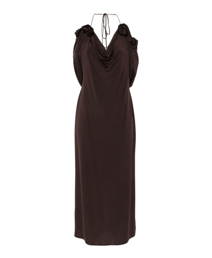 robe-midi-florale-marron