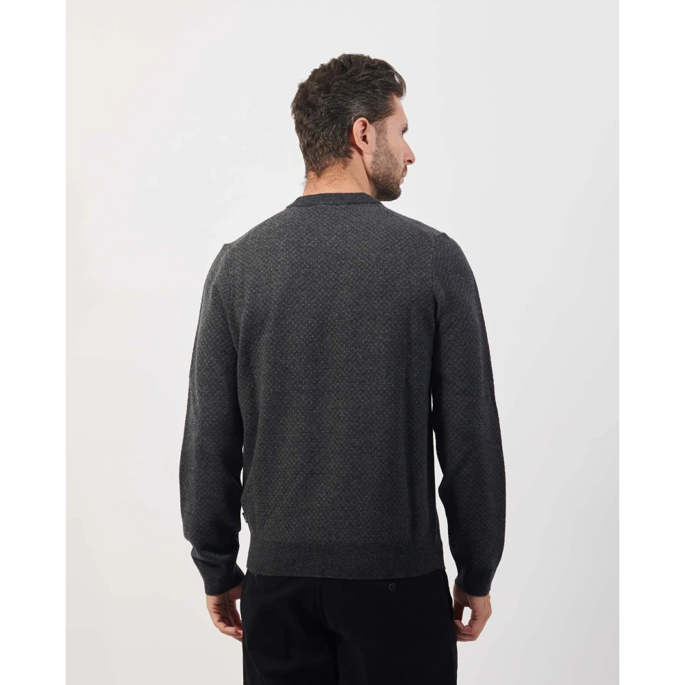 Hugo Boss Zwarte Jacquard Trui Regular Fit Black Heren