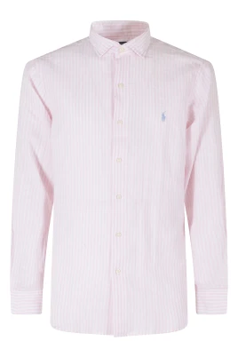 Button-Down Collar Logo-Embroidered Linen Shirt