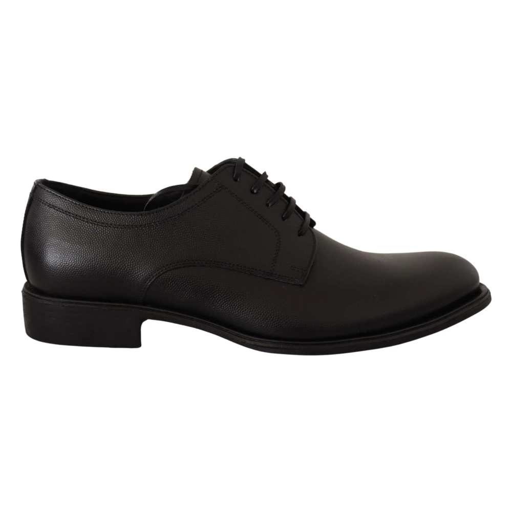 Dolce & Gabbana Elegant Svart Läder Derby Skor Black, Herr