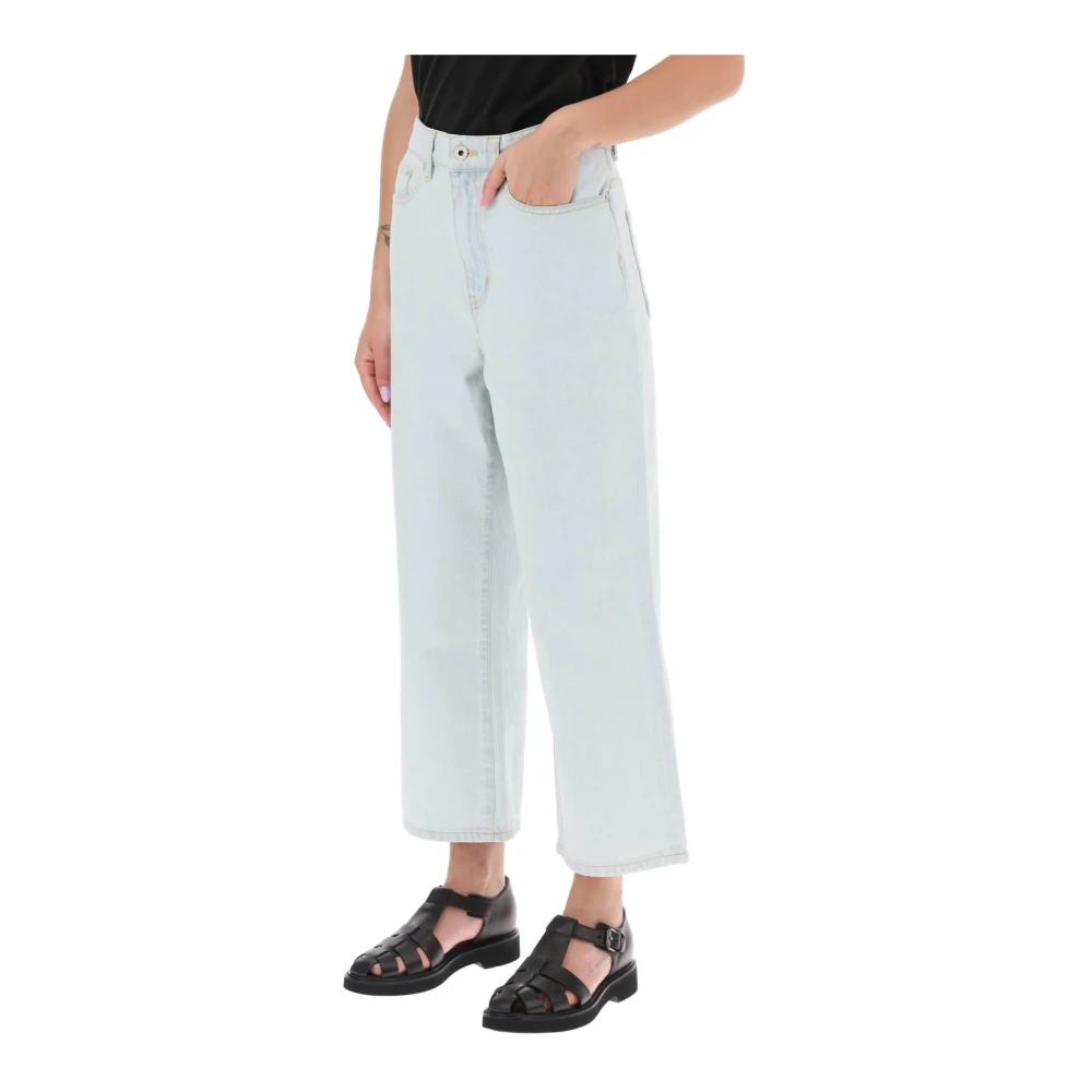 Kenzo Sumire Wide Leg Cropped Jeans Blue Dames