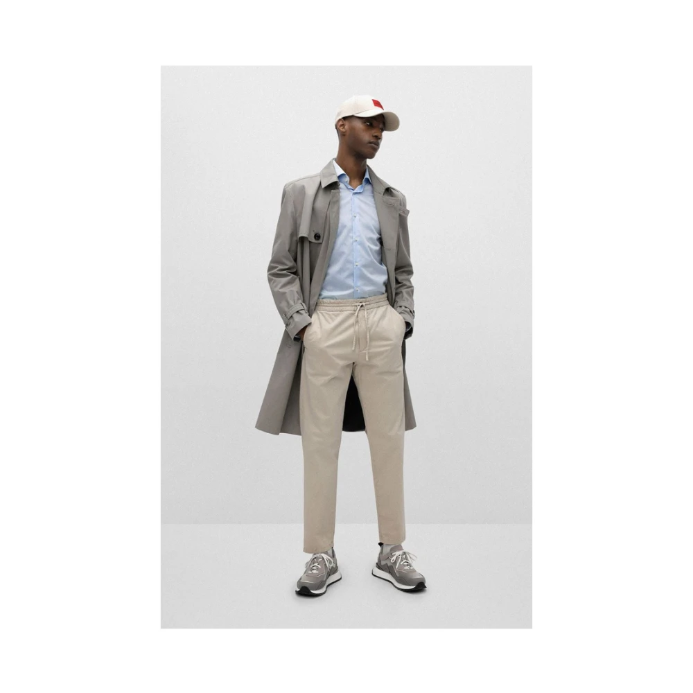 Hugo Boss Slim-Fit Katoen Twill Broek Beige Heren