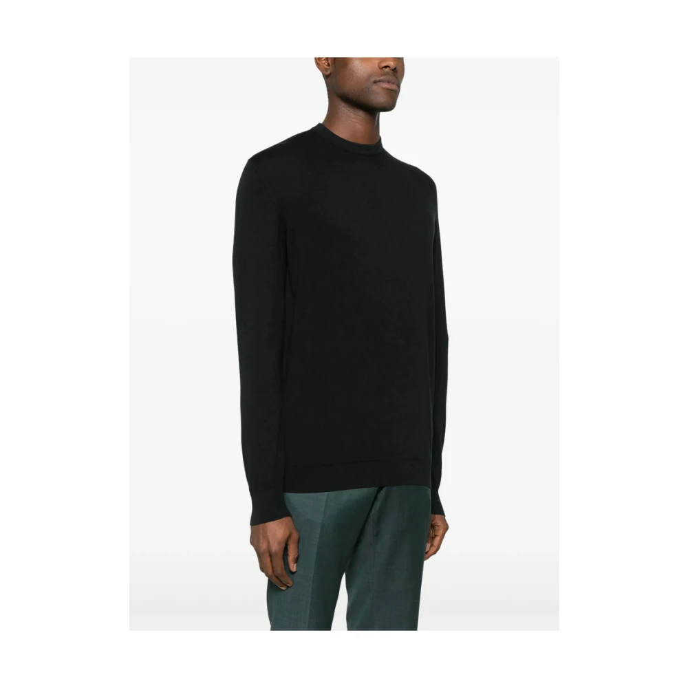 Fedeli Zwarte Crew Neck Sweater Lange Mouwen Black Heren