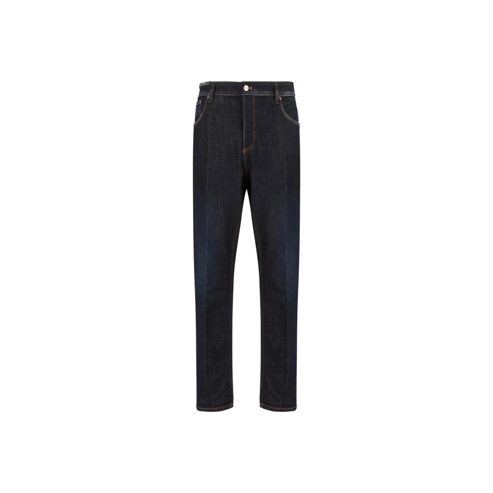 PT Torino Leren Patch Straight-Leg Jeans Blue Heren