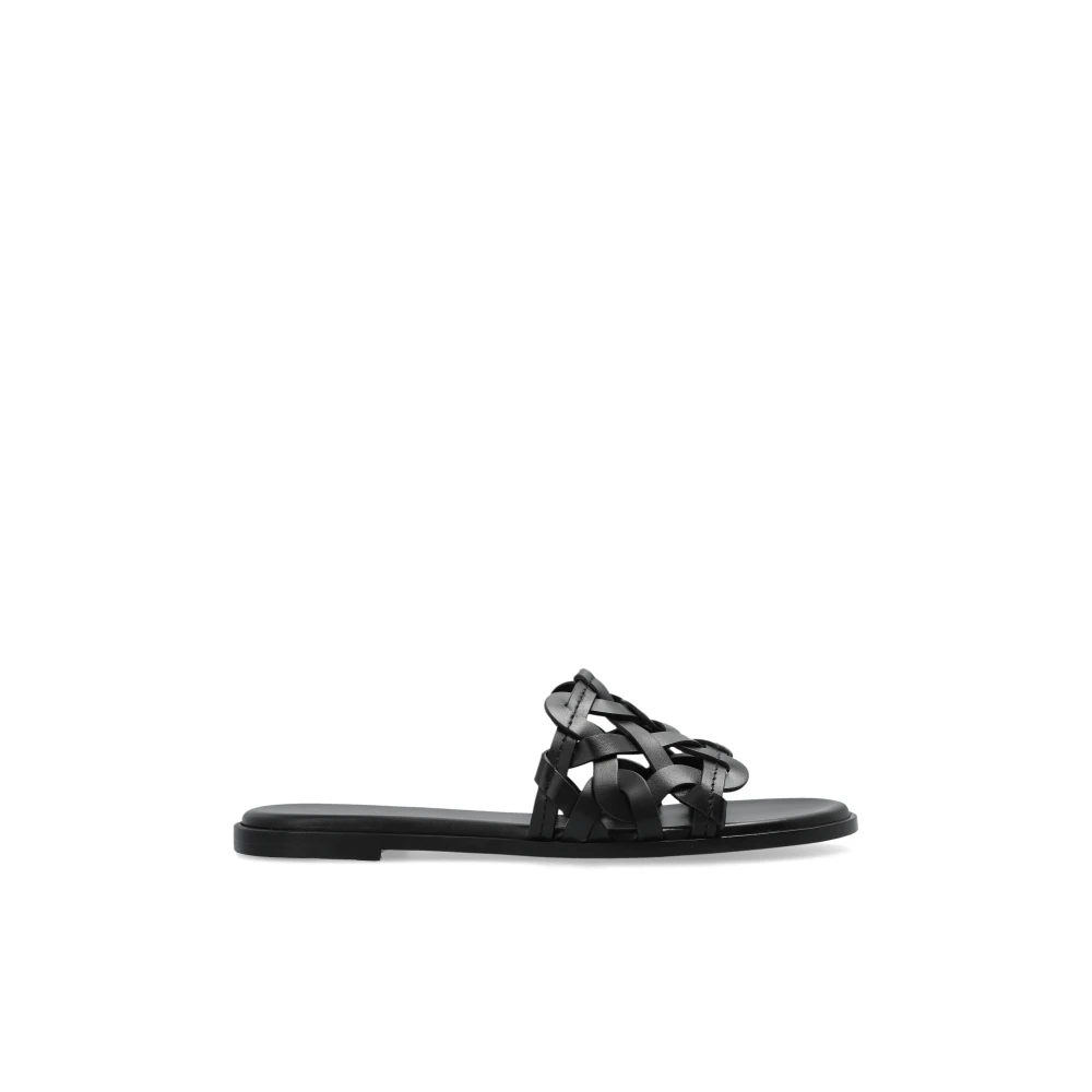 Gianvito Rossi Women's Black Sliders, 5 Uk, Leather Slides Amalfi