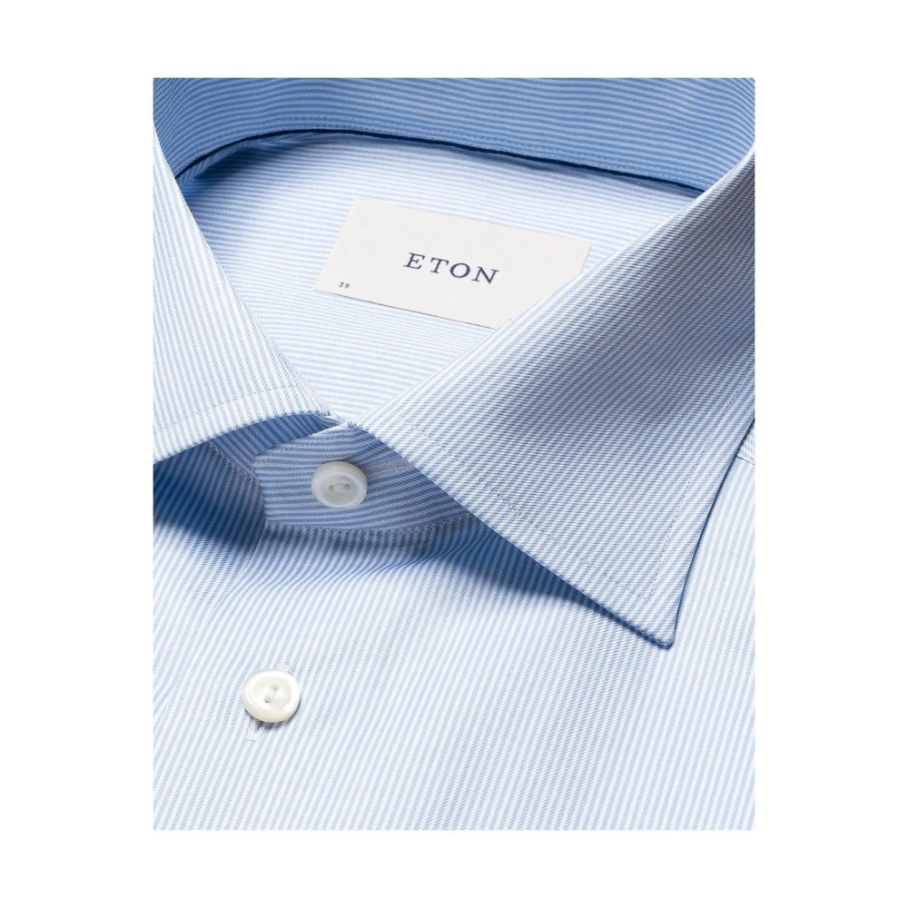 Eton Fijn Gestreept Signature Twill Zakelijk Overhemd Blue Heren