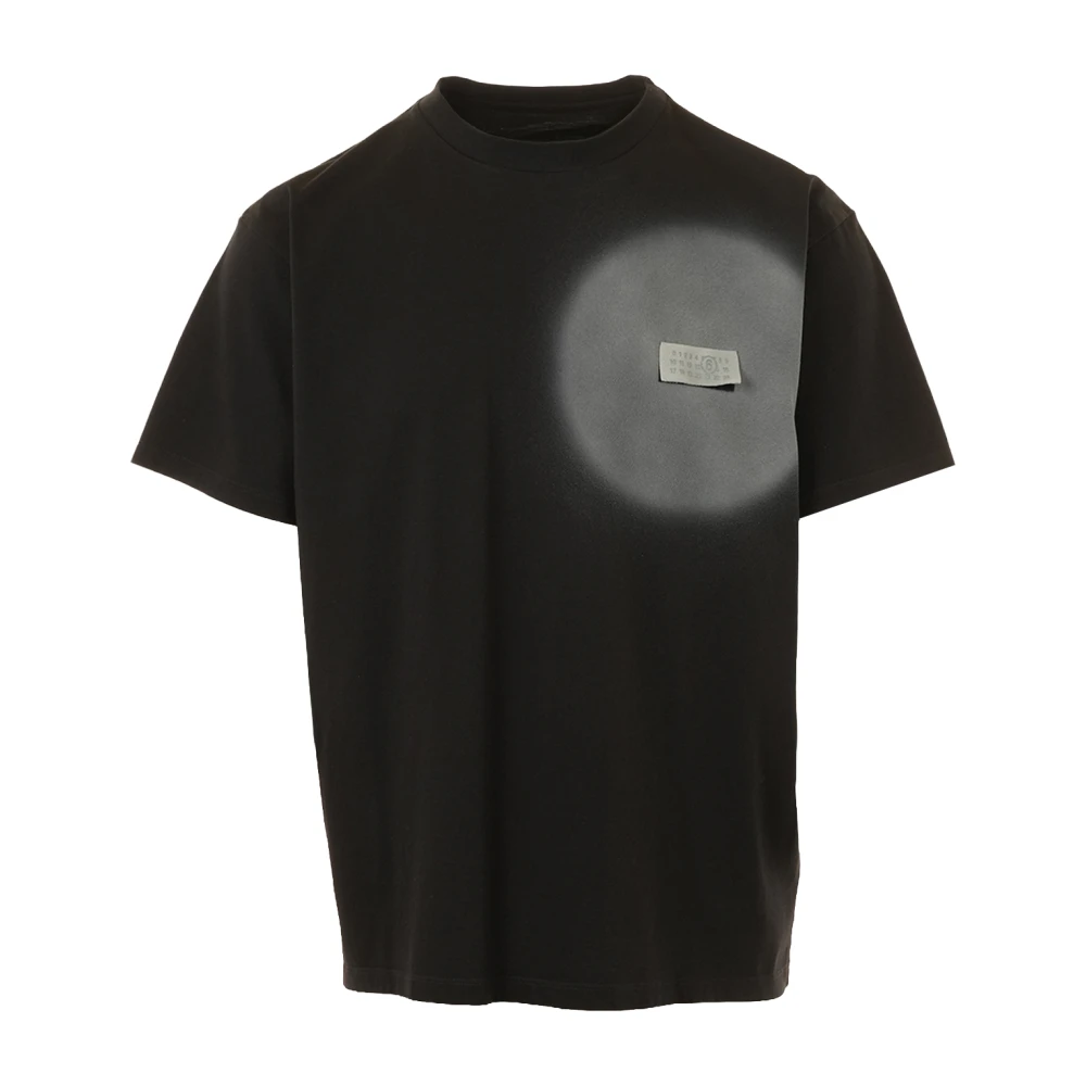 Mm6 Maison Margiela Men's Black Spray Print T-Shirt - T-Shirts - M - Tops