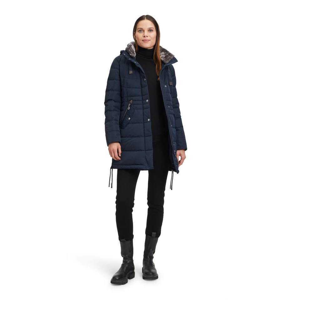 Gil Bret Pufferjas met nepbontkraag Blue Dames