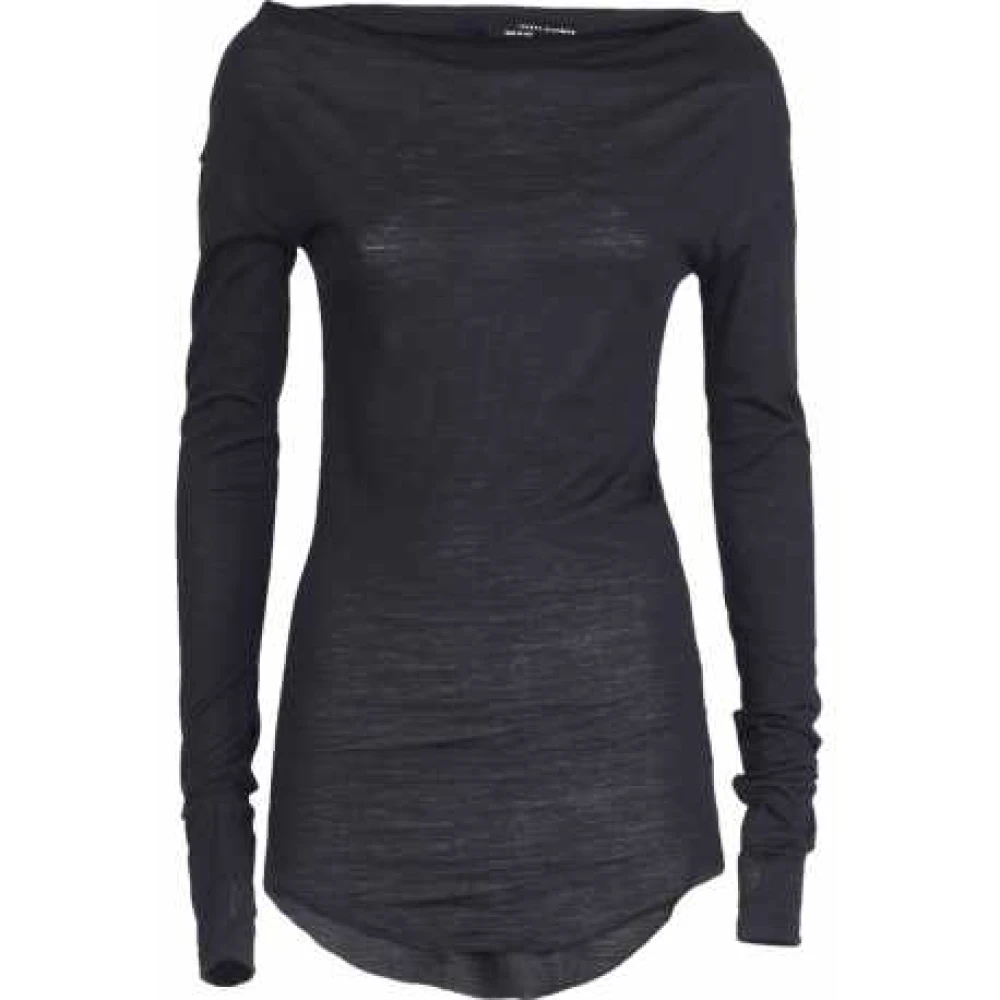 Isabel Benenato Fijne wol cowl neck gebreide top Black Dames