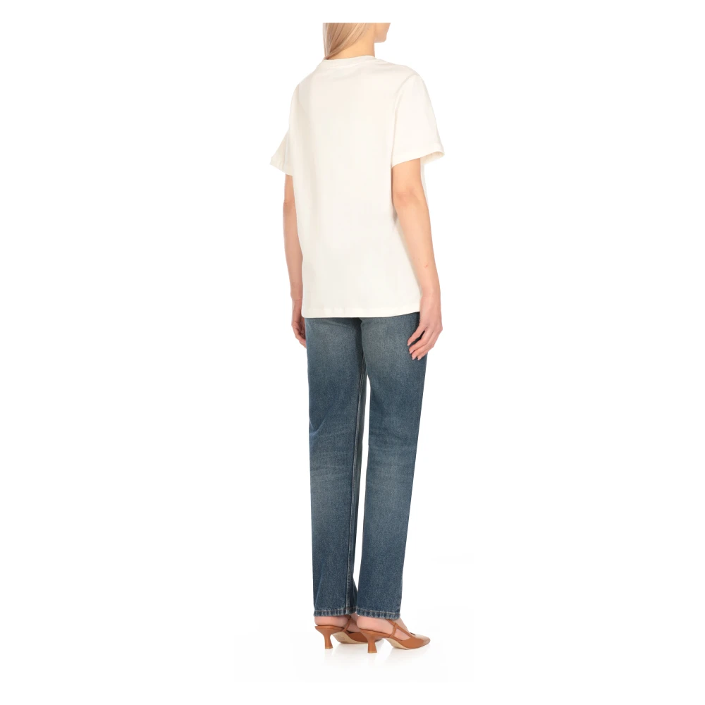 A.p.c. Witte Katoenen Crewneck T-shirt met Logo White Dames