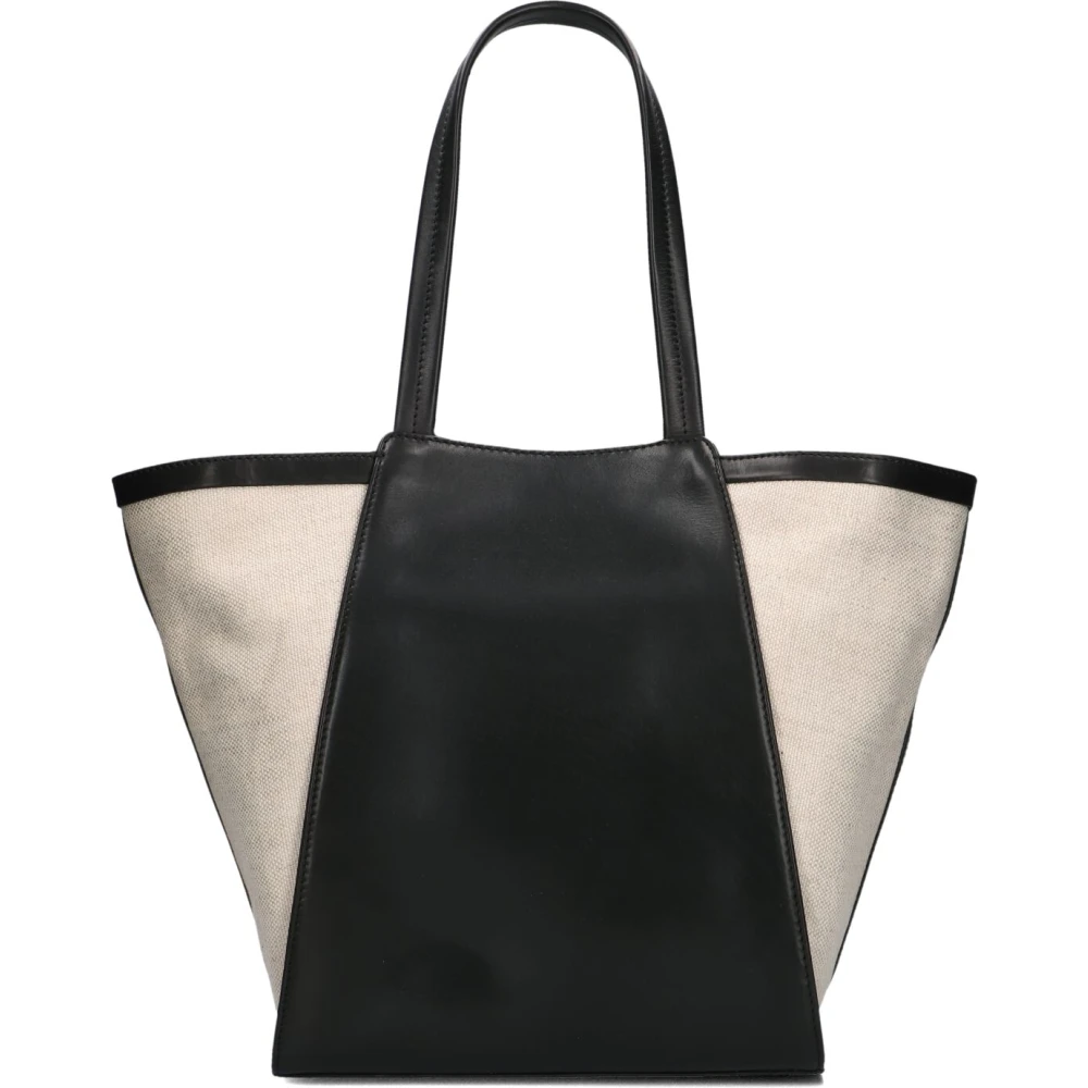Markberg Zwarte Leren Canvas Shopper Tas Multicolor Dames