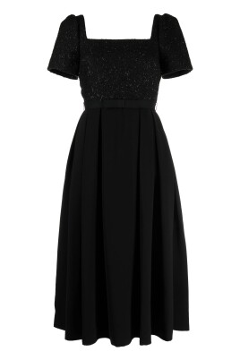 elegant-black-boucle-midi-dress